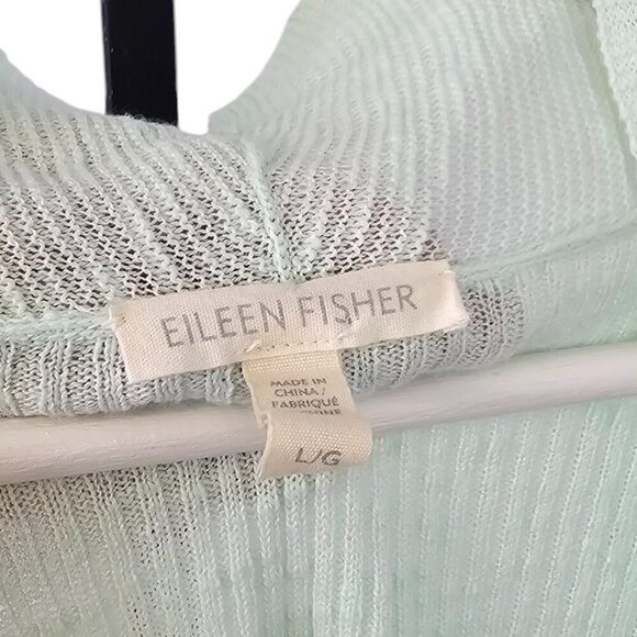 Eileen Fisher Womens Linen Cotton Open Front 3/4 Sleeve Cardigan, Green, Size L - Picture 6 of 7